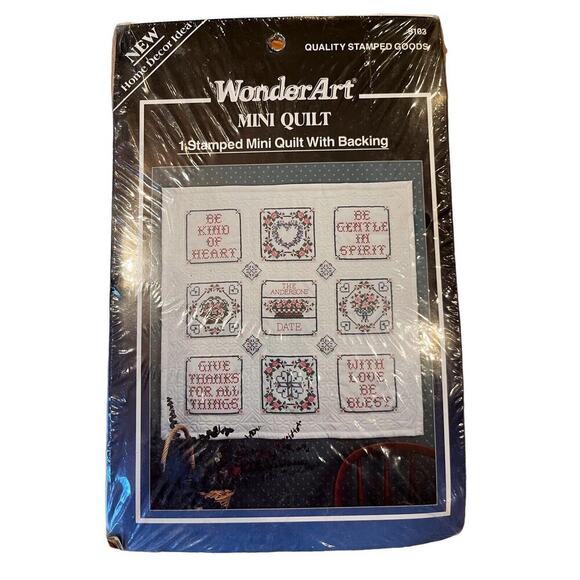 Wonderart Stamped Embroidery Mini Heirloom Quilt Kit Kind Gentle Love 9103 - Picture 2 of 3